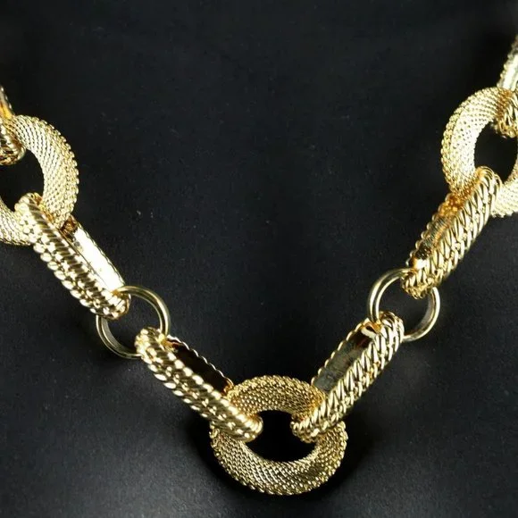 Kenneth Jay Lane Necklace KJL Heavy Textured Chain Gold Plate 33" Perfect Cond - Picture 6 of 8